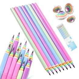 12 unids HB Papel reciclable Regalo práctico para niños Rainbow Pencil Estudiantes Papelería Escuela Oficina Dibujo Escritura Pre-afilado 240304