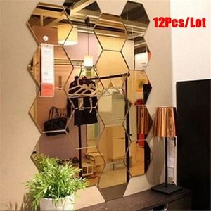 12pcs Frame hexagonal décoration stéréoscopique pour miroir mural