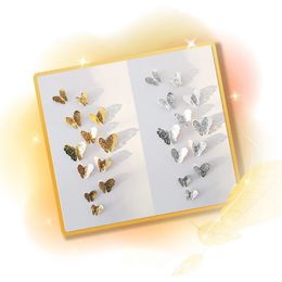 12pcs Hollow Cut 3D Butterfly Stickers Mur