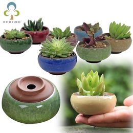 12 Unids Ice-Crack Macetas de Cerámica Macetas Para Plantas Jugosas Mini Bonsai Pot Home Garden Decoración Macetas de Plantas Suculentas GYH Y200171G