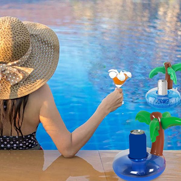 12 Uds. Portavasos inflable SpasHG F bandeja de bebidas flotador de piscina juguete de baño decoración de fiesta posavasos de Bar