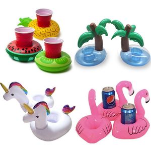 12 stks opblaasbare bekerhouder Spashg Unicorn Flamingo Drink Tray zwembad zwembad Baden Party Party Decoratie Bar Coasters