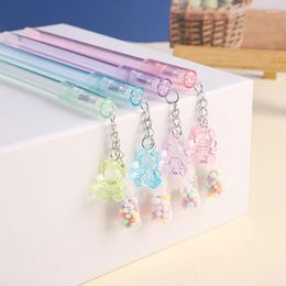 12 pièces Kawaii dessin animé ours à la dérive bouteille pendentif effaçable neutre stylo 0.5mm noir bleu encre Gel stylos mignon papeterie