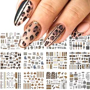 12 stks Leopard Letters Nail Sticker Sliders Water Transfer Stickers Sexy Dieren Nail Art Tattoo Foils Manicure Wraps Trbn1573-1584