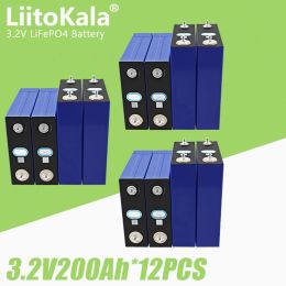 12pcs liitokala 3.2V 200AH 200AH LifePo4 Batería Nueva célula solar de fosfato de hierro de litio durante 12V 24V 48V Barco de golf Cart