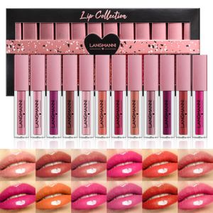 12-delige lipglossset collectie make-up glanzend gladde zachte vloeibare lipgloss lipvlek met rijke gevarieerde kleuren voor meisjes en vrouwen cadeausets