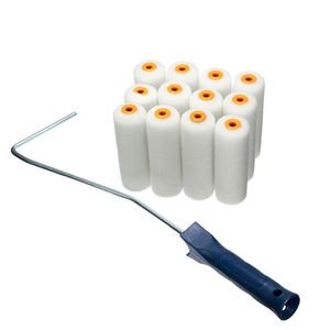 Freeshipping 12Pcs/lot 100mm Craft Paint Foam Rollers Decorators Brush Smooth Tools + Handles Painting Decorating