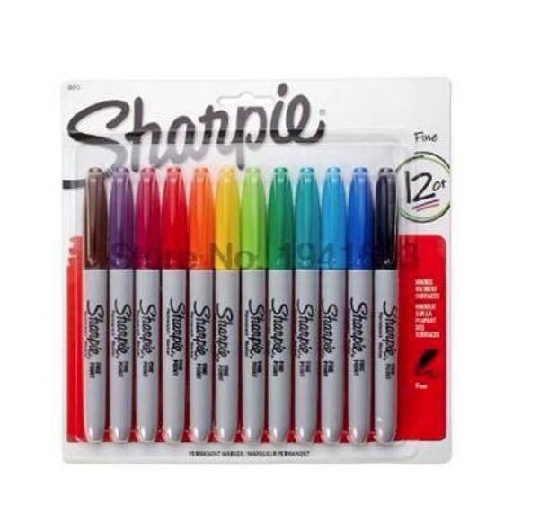 12 couleurs américain Sanford Sharpie marqueurs permanents stylo marqueur écologique Sharpie Fine Point marqueur permanent chaud