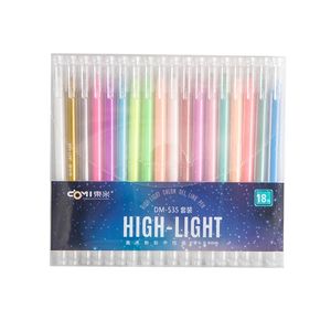 12 pcs / lot 18 couleurs haute lumière couleur gel stylo doodle dessin carte de voeux aquarelle flush pinceau fournitures papeterie 0155