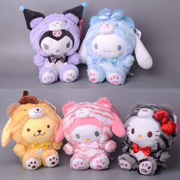 12 -stcs/lot 23cm anime tijgerserie Kuromi My Melody Cinnamoroll Pillow Cat Kawali Plush Toys Plushie Soft Stuffed Doll For Kids Gift 166