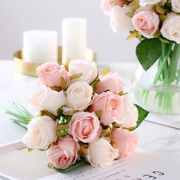 12 stks / partij 25 cm rose zijde kunstbloemen romantische bruidsboeket nep bloemen voor thuis bruiloft decoratie indoor feestartikelen Al8069