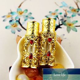 12 stks / partij 3ML antiqued metalen parfumfles arabische stijl essentiële oliën legering druppelaar glas bruiloft decoratie geschenk
