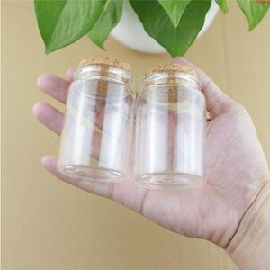 12pcs / lot 47 * 70mm 80ml bouchon de liège bouteilles en verre pot de stockage épicé conteneurs de bouteilles bocaux à épices flacons bricolage artisanat de haute qualité Jtqgk