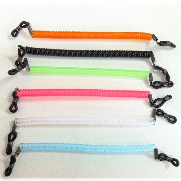 12 unids/lote 6 colores mezclados elásticos gafas de sol para niños marco de gafas cuerdas de bobina en espiral de nailon soporte de retenedor banda deportiva cordones de cordón