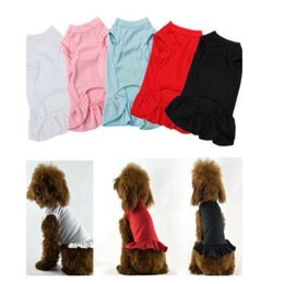 12pcs / lot blanc plaine coton doux chien robe chemise jupe vêtements d'été pour animaux de compagnie pour petits grands Dods Cats239Z