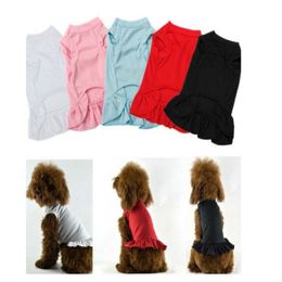 12pcs / lot blanc plaine coton doux chien robe chemise jupe vêtements d'été pour animaux de compagnie pour petits grands Dods Cats264R