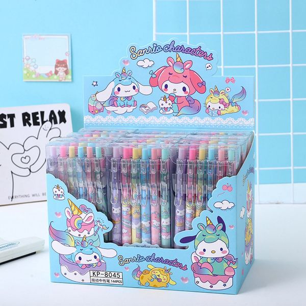 12 pièces/lot dessin animé licorne Kuromi Kawaii Gel stylo ensemble mignon stylos encre noire 0.5mm fournitures scolaires papeterie stylo à bille outil d'écriture étudiant 2972