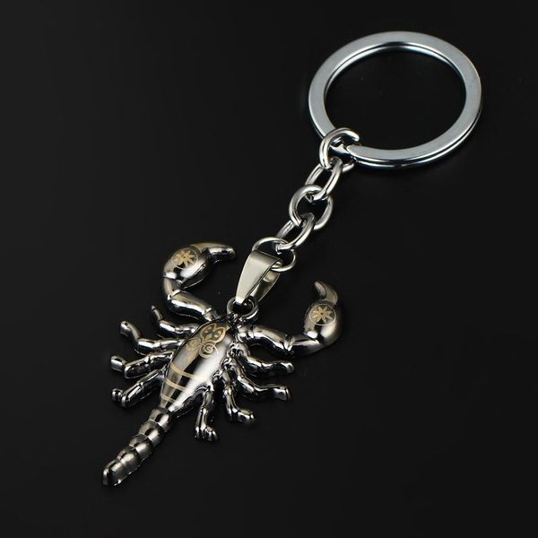 12 pcs/Lot Chic Animal Scorpion porte-clés en acier inoxydable porte-clés Punk métal insecte hommes porte-clés porte-anneau gothique bijoux cadeaux