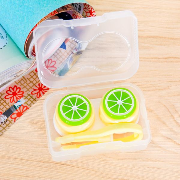 12Pcs / lot motif de fruits Cartoon Cute Lentilles de contact Boîtier en plastique Contacts Lens Box Travel Maquillage Beauté Outils Accessoires