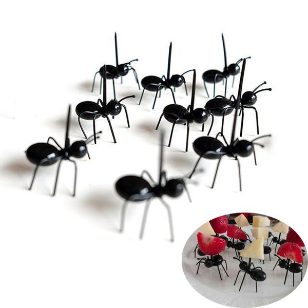 12pcs / lot Gadgets de cuisine Mini Ant Fruit Party Fourchette Fruit en plastique Décoration Bar Enfants Dessert Forks Art de la table Accessoires de cuisine