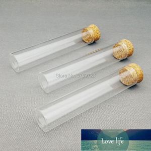 12 pcs / lot Tube à essai en verre à fond plat 30x150mm avec bouchons en liège pour expériences de laboratoire scolaire