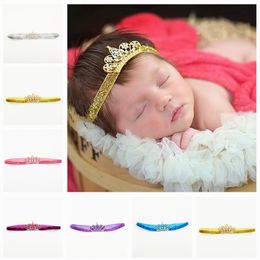 12 stks / partij Prinses Meisje Pasgeboren Crystal Crown Kinderen Haar Bandbaby Hoofddeksels Rhinstone Hairband Accessoires Sieraden