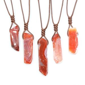 12 unids/lote de collar con colgante de cornalina cruda, colgantes curativos de energía de piedra Natural, salida de fábrica de joyería para artículos a granel al por mayor