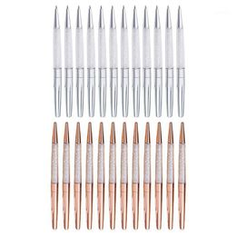 12 -stcs /lot rose goud /zilveren pen fijne zwarte inkt kristallen ballpoint ring trouwkantoor metalen roller bal gi1ballpoint pennen