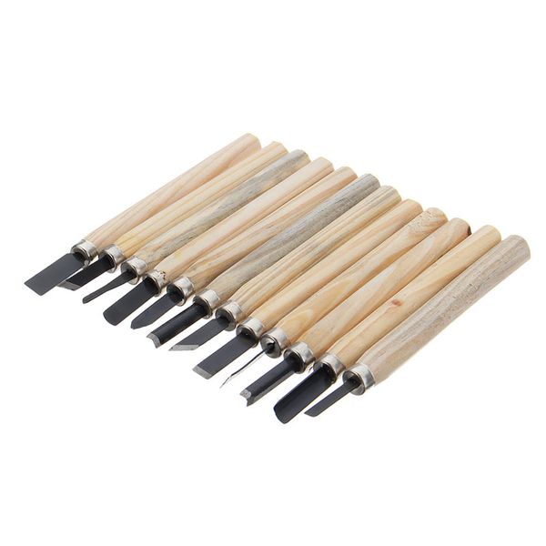 Livraison gratuite 12 pièces/lot ensemble d'outils de Sculpture sur bois Whittling bois bricolage poignée couteau à ciseau menuisiers outil de Sculpture de base sur bois