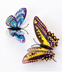 12pcs Lumineux Double couche Butterfly 3D Sticker Wall Decorations de mariage Glow in the Dark Magnet Butterflies Fridge Stickers8149547