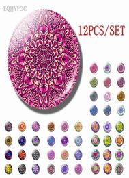 12pcs Mandala 25 mm Verre Maignants de réfrigérateur