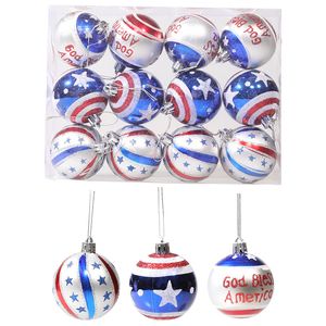 12PCS Memorial Day Ornements Boule 4th of July Tree Decorations Independence Day Hanging Party Décorations patriotiques