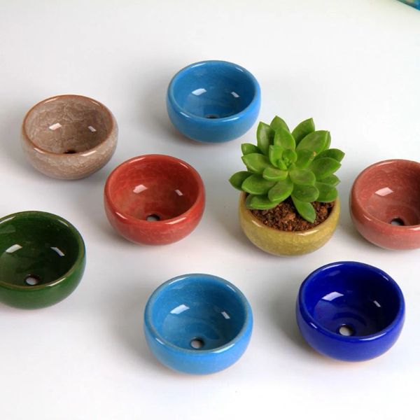 12 pièces Mini Pots en céramique Pot de jardin rond pratique jardinières respirantes pour la maison bureau plantes succulentes pot de fleurs Gjavascript: fournitures arden