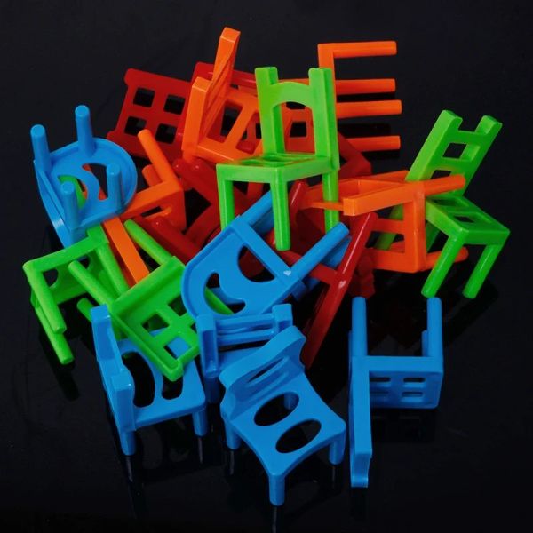 12pcs mini-chaise Blocs d'équilibre des blocs d'assemblage en plastique