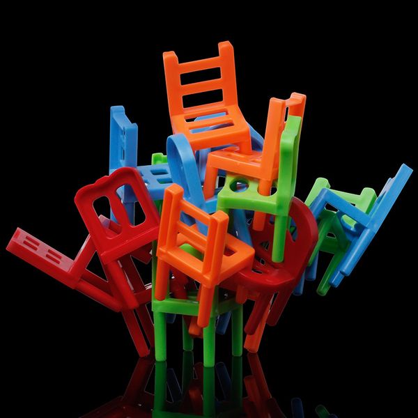 12pcs mini-chaise Balance Blocs Toy Plastic Assembly Blocs Empile Chairs