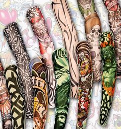 12 -stcs Mix elastische nep tijdelijke tattoo mouw 3D Art Designs Body Arm been kousen Tatoo Cool Men Dames 2017 New3592169