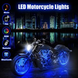 12PCS Moto LED Lights avec Bluetooth Wireless Remote Accent Glow Neon Atmosphere Lights Bar pour Harley Davidson Suzuki BMW2091