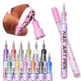 12 STKS Nail Art Tekening Pen Waterdicht DIY sneldrogende Marker Pen Kleur Schilderen Bloem Haak Lijn Manicure Pen Decoratie gereedschap 240127