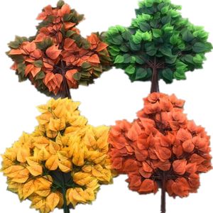 12 pièces tiges de feuilles de bouleau d'aspect naturel plante de verdure artificielle branche de tige d'arbre de bouleau en soie cinq couleurs pour la décoration murale de verdure
