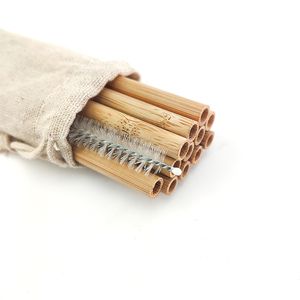 Ensemble de pailles en bambou biologique naturel, 12 pièces, écologiques, réutilisables, avec étui en paille, brosse de 8 pouces