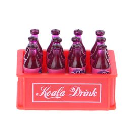 12pcs New Dollhouse Mini Bebélaga Mini Coca -Cola Botella Drink Bebida con caja de almacenamiento Play Play Food Toy Kitchen Accessors