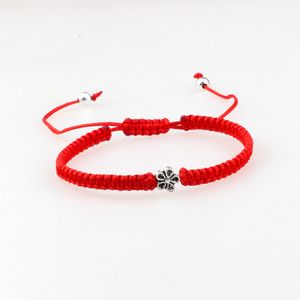 12 stks nieuwe bloem gevlochten armband geluk rode kleur draad ketting handgemaakte gebedbangen Pulsera sieraden cadeau voor vriend