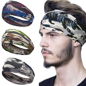 12 Uds. Nueva diadema deportiva para hombre, para correr, Fitness, absorbente de sudor, diadema elástica de camuflaje, banda para el cabello transpirable