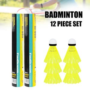 12 pièces volants en Nylon avec tête en liège solide balle d'entraînement de Badminton en plastique balles à grande vitesse PR vente 231229