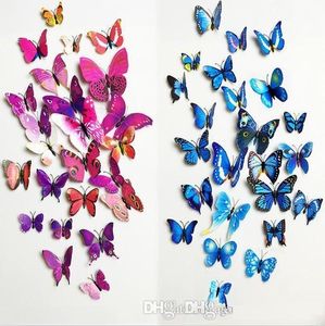 12 stks PVC 3D Magnetische Butterfly Wall Decor Leuke Vlinders Muurstickers Art Decals Woondecoratie AK085