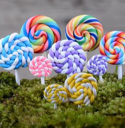 12pcs arc-en-ciel Lollipop Mariage de maison Miniatures Gnome Terrarium Figurines Fairy Garden Ornaments Dollhouse Diy3681086