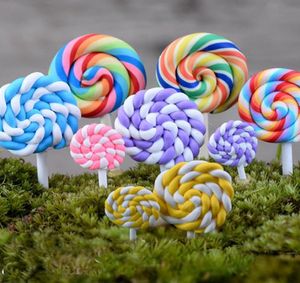 12pcs arc-en-ciel Lollipop Mariage de maison Miniatures Gnome Terrarium Figurines Fairy Garden Ornaments Dollhouse Diy3381470