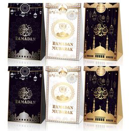 12 stks Ramadan Decoration Gift Tassen Eid Mubarak Kraft Paper Cookies Candy Bag voor Islam Muslim Festival Feestartikelen Home Decor 210408