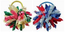 Krullies LIRT LINK KORKER 4 "M2M Gymboree Style Prints Dot Hair Band Bows Clips Meisje Dames Corker Haarbanden Accessoires 12PCS PD007