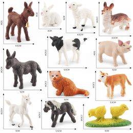 12 piezas realistas pequeñas figuras de animales de granja Caketopper Juego de juguetes Pascua de la fiesta de cumpleaños de la navidad Proyecto de escuela para niños